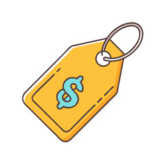 price tag with dollar sign vector icon, price tag with dollar sign vector illustration - simple illustration of price tag with dollar sign, perfect for logos and icons price tag with dollar sign