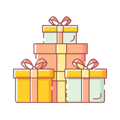 stack of gift boxes vector icon, stack of gift boxes vector illustration - simple illustration of stack of gift boxes, perfect for logos and icons stack of gift boxes