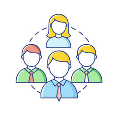 employee team vector icon, employee team vector illustration - simple illustration of employee team, perfect for logos and icons employee team