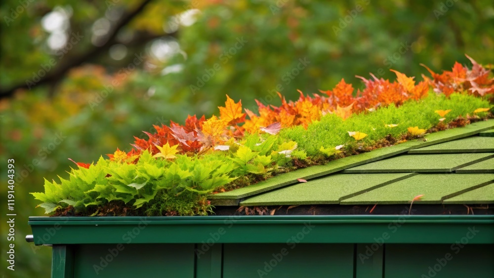 Poster medium closeup of seasonal changes a contrasting image showing the vibrant green foliage of summer t