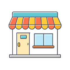 small shop storefront vector icon, small shop storefront vector illustration - simple illustration of small shop storefront, perfect for logos and icons small shop storefront