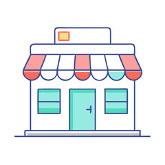 small shop storefront vector icon, small shop storefront vector illustration - simple illustration of small shop storefront, perfect for logos and icons small shop storefront