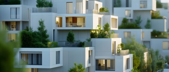 Obraz premium Modern Architectural Design of Contemporarily Stacked Residential Buildings