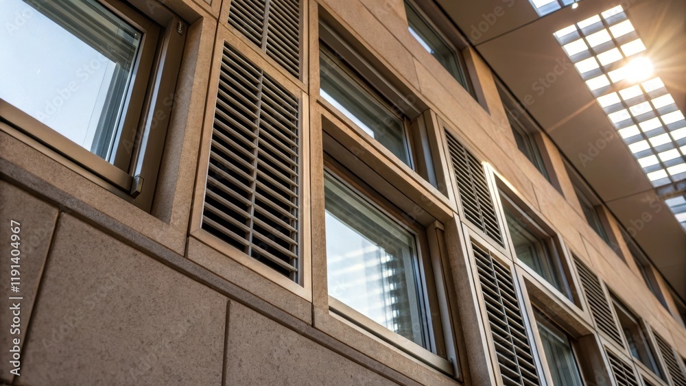 Aufkleber Natural Ventilation Techniques A closeup of strategically p windows and vents in an ecofriendly building showing how airflow flows through the space with light streaming in
