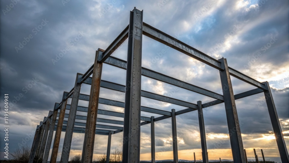 Leinwandbilder new structures rising a closeup of skeletal metal beams coated with protective paint gradually risin