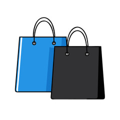 black and blue shopping bags icon, black and blue shopping bags vector.