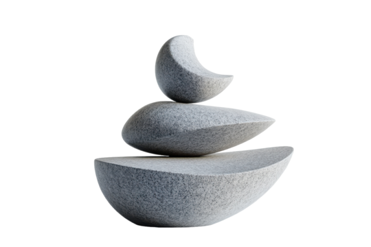 Sculpture made of balanced stone shapes representing harmony and tranquility in minimalist design