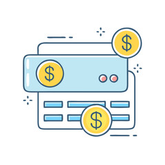 credit card with dollar signs icon, credit card with dollar signs vector.