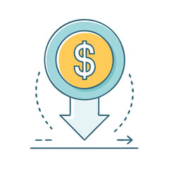 dollar sign with download vector icon, dollar sign with download vector illustration - simple illustration of dollar sign with download, perfect for logos and iconsdollar sign with download