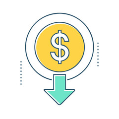 dollar sign with download vector icon, dollar sign with download vector illustration - simple illustration of dollar sign with download, perfect for logos and iconsdollar sign with download