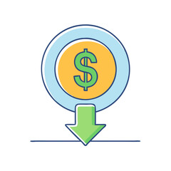 dollar sign with download vector icon, dollar sign with download vector illustration - simple illustration of dollar sign with download, perfect for logos and iconsdollar sign with download