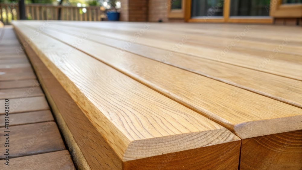 Poster The glistening surface of the lumber showcases smooth pale wood fibers that transition from a light cream color to deeper honey tones highlighting the sharpness of the edge.