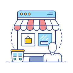 virtual storefront vector icon, virtual storefront vector illustration - simple illustration of virtual storefront, perfect for logos and iconsvirtual storefront