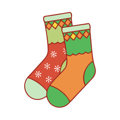 holiday themed socks vector icon, holiday themed socks vector illustration - simple illustration of holiday themed socks, perfect for logos and icons holiday themed socks