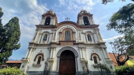Fototapeta premium Majestic Church Facade in Sunlight