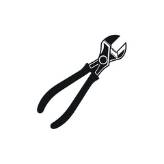  silhouette of a Plier and Open end wrench black color simple clean vector illustration on a white background