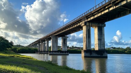 Majestic Concrete Bridge Over a River