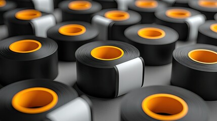 Black Rolls With Orange Cores And White Labels