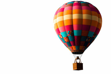 Fototapeta premium Colorful Hot Air Balloon Flying in Clear Sky with Vibrant Patterns and Design