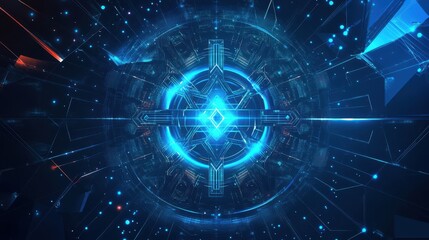 Fototapeta premium Abstract Digital Technology Glowing Blue Circular Design