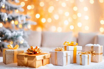 christmas tree with gift boxes