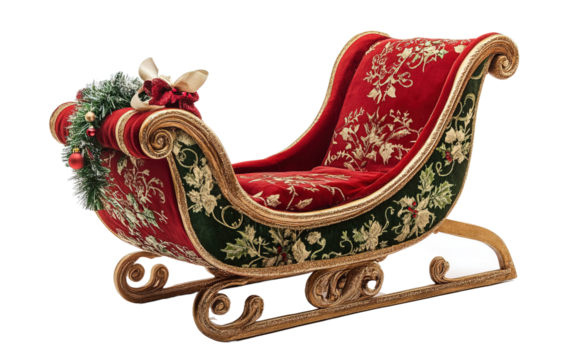 Christmas sleigh isolated on white or transparent background