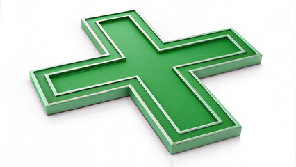 Fototapeta premium Medical Green Cross Symbol Graphic, Minimalist Design