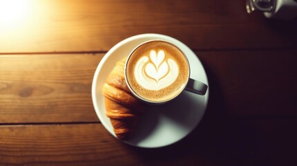 cup of coffee on wood table