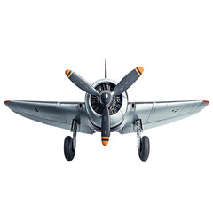 Vintage Propeller Airplane Front View Detailed Design Classic Aircraft sky old war art grey retro   