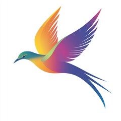 Gradient Bird Flying In White Background - Design