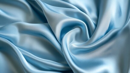 Obraz premium Luxurious blue satin fabric in soft pastel folds