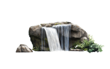 Captivating Waterfall in a Tranquil Environment isolated on white or transparent background