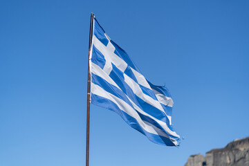 Greek Flag in the Blue Sky