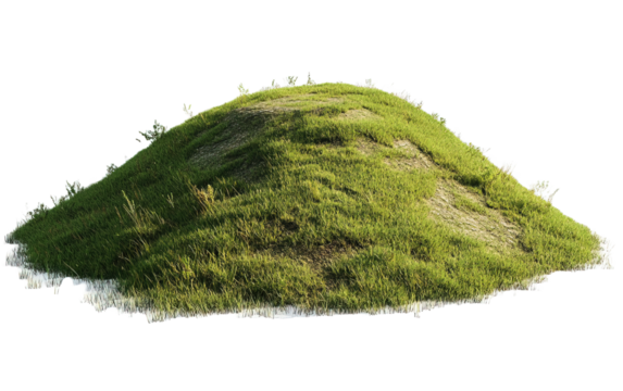 Burial mound isolated on white or transparent background