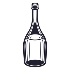 Wine Bottle Icon Black Silhouette Vector Illustration on Transparent Background