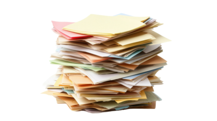 Pile of documents and papers transparent background