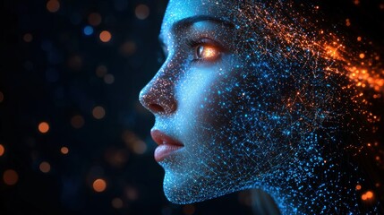 Digital Woman: A Futuristic Portrait of Connectivity and Artificial Intelligence