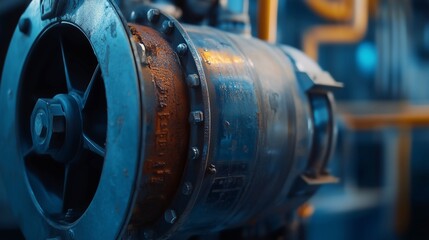 Fototapeta premium Detailed view of a furnace blower motor showcasing intricate design and functionality, emphasizing industrial engineering and mechanical craftsmanship.