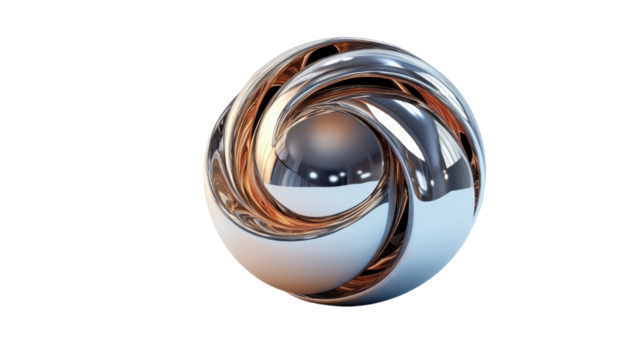 Metal abstract sphere transparent background - Powered by Adobe