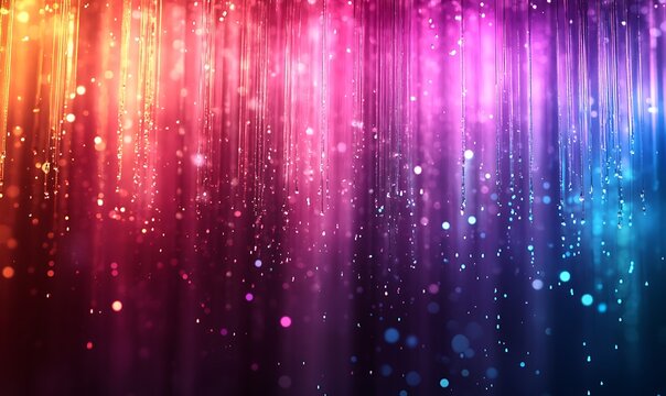 Abstract Background Featuring Falling Rainbows and Holographic Light Rays