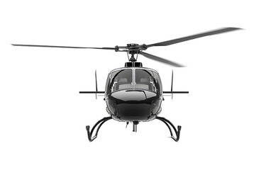 Black helicopter isolated on white or transparent background