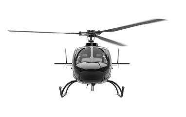 Black helicopter isolated on white or transparent background