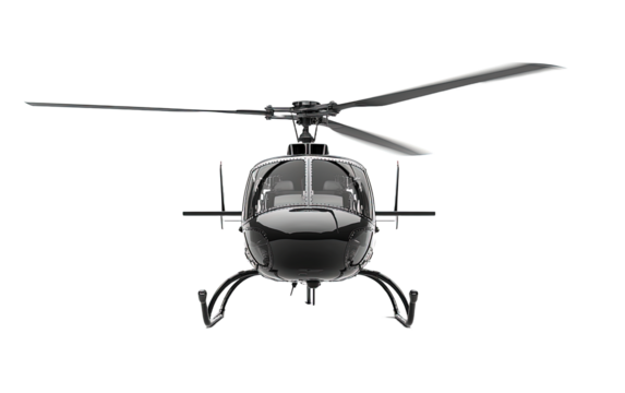 Black helicopter isolated on white or transparent background