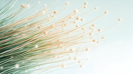 Obraz premium Pastel-colored ornamental grass, close-up, light background, soft focus, decorative, home decor