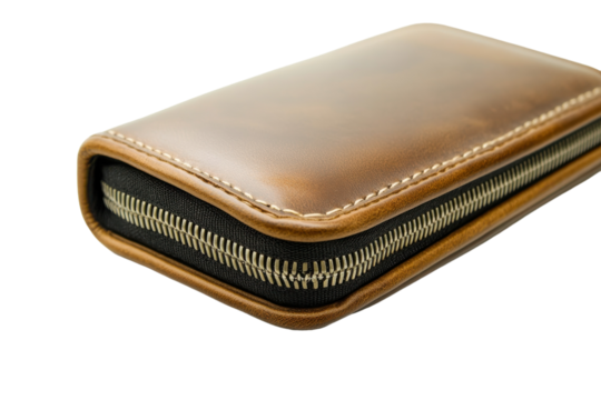 Elegant brown leather wallet with zipper designed for stylish organization and convenience