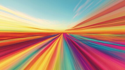Fototapeta premium Abstract Colorful Radiating Lines Converging at Horizon