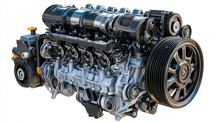 Fototapeta premium Isolated car engine on a white background with a clipping path