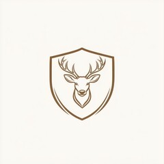 Brown deer head shield logo design on white