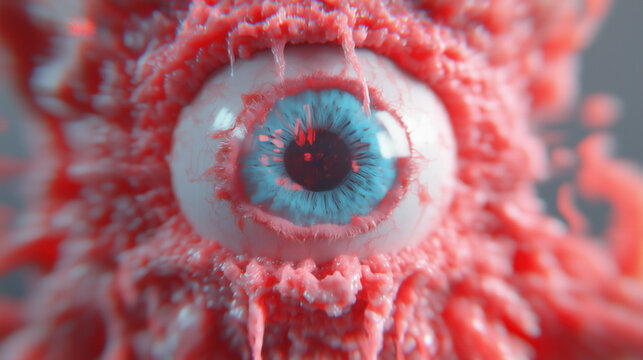 Hyper Red Fractal Crusty 3D Eye.