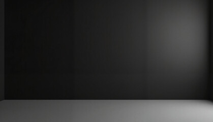 Obraz premium Flat black gradient wall transitioning from deep black to charcoal gray with soft ambient light copy space 